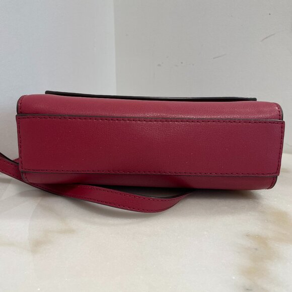 Michael Kors Ellis Medium Flap Messenger Shoulder Leather Bag Maroon - Picture 5 of 15